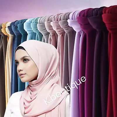 New DUBAI Made Premium Plain Chiffon Maxi Hijab Scarf Shawl Head Wrap Sarong  • £2.99