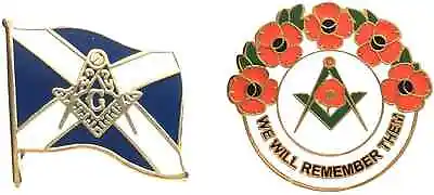 £7.99 • Buy Masonic Crested Scotland Saltire Badge And Masonic We Will Remember Enamel Badge