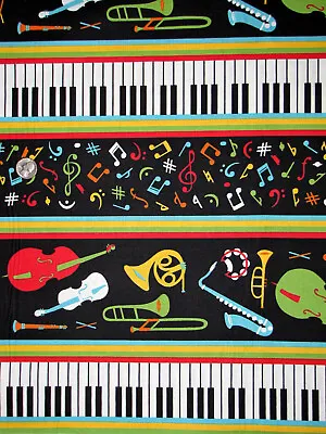 Music Fabric Instrument Keyboard Notes All That Jazz Cotton Blank Textiles Yard • $10.98