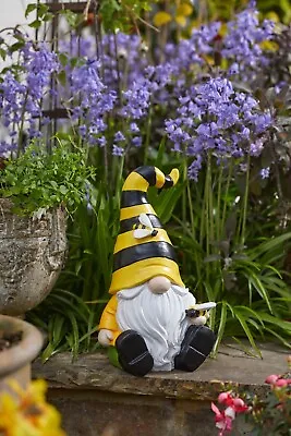 Bee Gonk Lawn Ornament 30cm Decoration Gnome Smart Garden Yellow Black 5030405 • £22.99