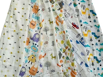 Extra Large 120cm 47  Super Soft Muslin Squares Cloths Bibs 100% Cotton Designs • £7.99