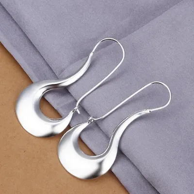 Women's 925 Sterling Silver Elegant 50mm Oblong Hoop Pierced Earrings #E223 • $8.99