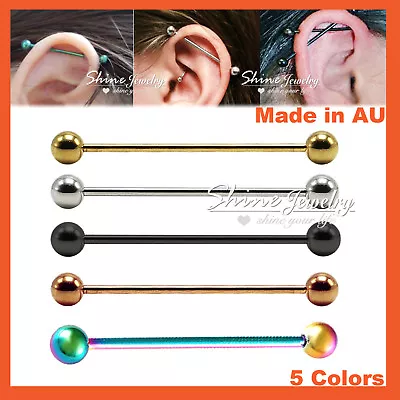 Titanium Industrial Long Bar Barbell Ear Earring Cartilage Tongue Ring Piercing • $3.89