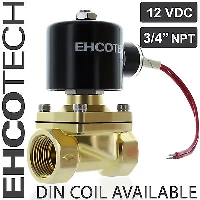 3/4  Brass Electric Solenoid Valve 12V 12 VDC Volt DC Water Air Gas VITON NC B21 • $36.80