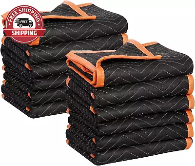 79523 Heavy Duty Padded Moving Blankets Black/Orange 72” X 80” 12 Pack • $150.84