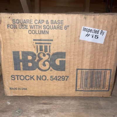 $70 • Buy *2* HB&G 6” Cap & Base For Square Column Shaft - FiberGlass + Installation Kits