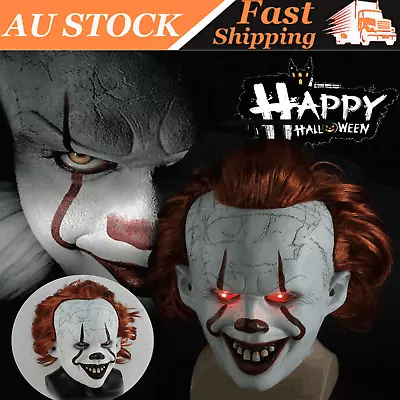 Adults Men Clown Mask Deluxe Latex LED Over Head Halloween Cosplay Horror Mask • $23.99