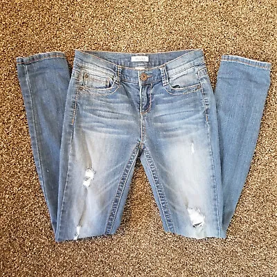 Mudd Womens Size 3 (26 X30 ) Low RiseDistressed Skinny Denim Blue Jeans • $13.99