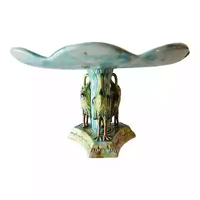 WATER LILY Compote Dish Storks Herons Made In Italy For A MANO 9.25  X 5.25   • $92.97