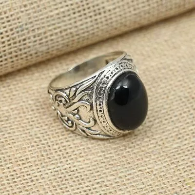 Black Onyx Gemstone Statement Ring 925 Sterling Silver Men's Ring All Size R264 • $16.14