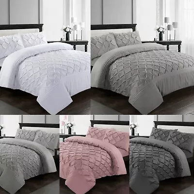 £19.99 • Buy Luxury Microfiber Pintuck Duvet Set Double Super King Size Bedding