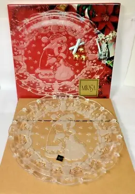 Mikasa Christmas Round Hostess Glass Platter Plate Santa's Choir Germany NIB • $39.97