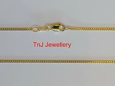 Solid 925 Sterling Silver Hard 9ct Gold Plated Diamond Cut Curb Chain Necklaces • $46
