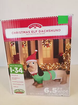 Christmas Elf Dachshund 6.5 FT Wide Airblown Inflatable HOLIDAY TIME • $74.95