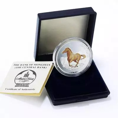 Mongolia 500 Togrog Conservation Wildlife Horse Fauna Proof Silver Coin 1996 • $149.82