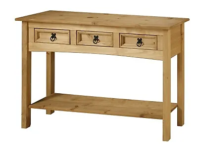 Corona Console Table 3 Drawer Mexican Solid Pine Hallway By Mercers Furniture® • £67.90