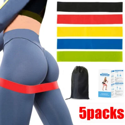 $17.99 • Buy Resistance Booty Bands Set-5 Hip Circle Loop Bands Workout Exercise Yoga Gym