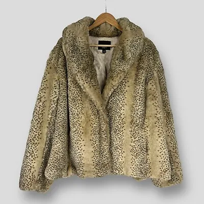 MOSSIMO Womens Animal Leopard Faux Fur Short Coat SIZE 3X • $34.79
