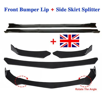 Universal Car Front Bumper Lip Spoiler Diffuser + Side Skirt Splitter Extension • £55.95