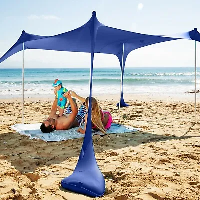 $139.95 • Buy SUN NINJA 4 Person Pop Up Beach Tent Sun Shelter UPF 50+ Protection Shovel Pegs