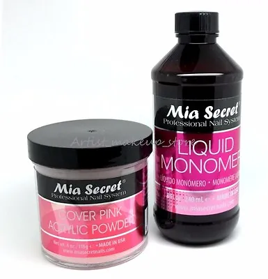 Mia Secret Cover Pink Acrylic Nail Powder 4 Oz & 8 Oz Monomer Set - Made In USA • $45.60