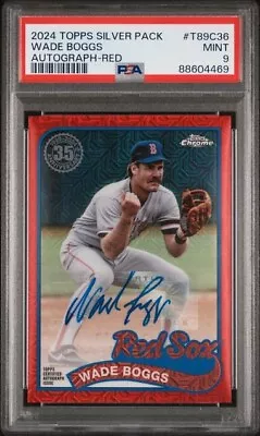🔥2024 Topps '89 Topps Silver Pack Chrome Auto Red /5 #T89C36 Wade Boggs PSA 9🔥 • $99.99