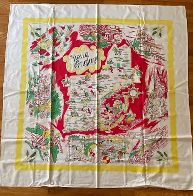Souvenir Vintage Map Of New England Tablecloth YELLOW MINI MARTHA SAYS IT'S RARE • $150