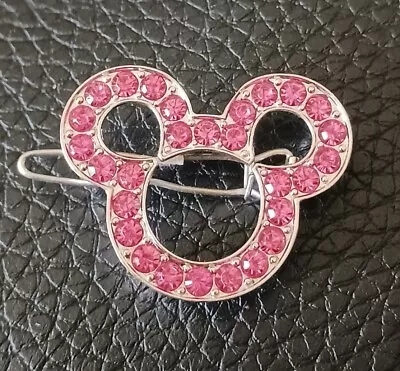 Disney Park Minnie Mickey Mouse Pink Rhinestone & Silver Hair Barrette 1.25  • $10