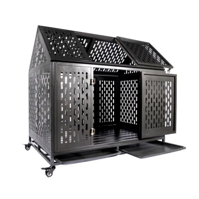 $205.99 • Buy 45  Heavy Duty Strong Metal Huge Dog Kennel Cage Crate For Large Dogs Two Doors