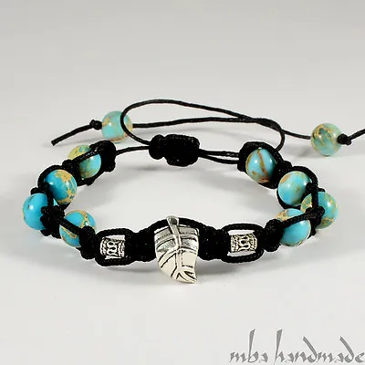 Men's Variscite Natural Gemstone Beaded Shamballa Bracelet Crystal Healing • $23