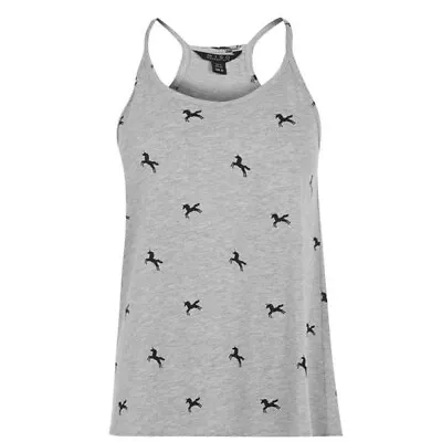 Miso Ladies Gray Unicorn Tank Top – Sleeveless Shirt !SALE! • £5.18