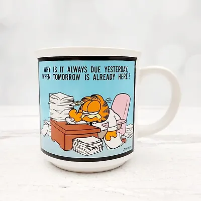 Vintage Enesco Garfield  Due Yesterday  Work Ceramic Coffee Mug • $17.95