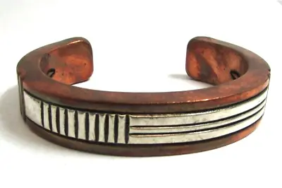 Vtg Johnathon Nez Navajo Native American Copper Sterling Silver Cuff Bracelet • $499.99