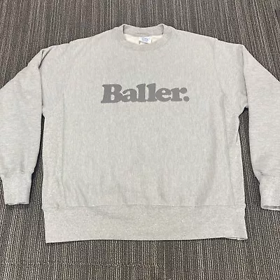 Champion Sweatshirt Mens Large Gray Reverse Weave BALLER Logo Pullover Sweater • $24.99