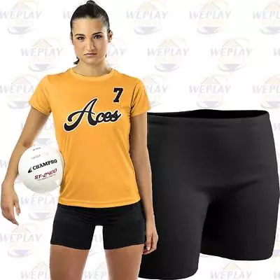 Champro VS2 Womens 4  Volleyball Compression Shorts Black - Free Ground Shipping • $13.95