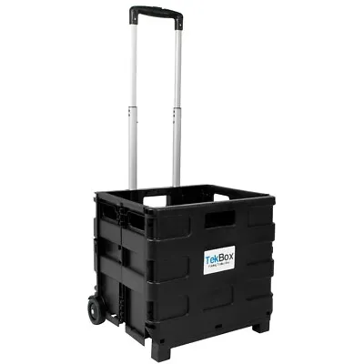 Folding Shopping Trolley Cart On Wheels Car Boot Storage Box Collapsible Handle • £19.99