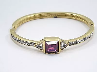 80's S.A.L. SWAROVSKI MADE With SWAROVSKI CRYSTAL FAUX RUBY JEWELED BANGLE • $49.95