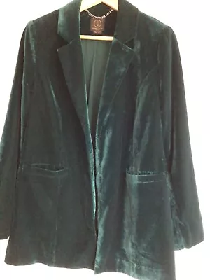 Fat Face Gorgeous Green Velvet Coat/jacket Size 12 Great Condition • £36