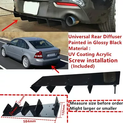 23x5  For Volvo S40 2004-2007 Rear Bumper 5 Shark Fins Diffuser Splitter Black • $40.99