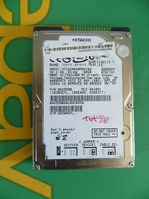 Hitachi 40GB IDE PATA 2.5  Laptop Hard Disk Drive HDD HTS454040M9AT00 (I43) • £22.70