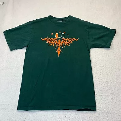 Miami Hurricanes Shirt Adult Small Green Short Sleeve Logo Tribal Football Mens • $15