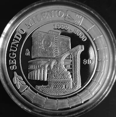 MEXICO 2000 $10 2nd MILLENNIUM 2 Oz.  PROOF Unc. Silver Coin Rare Cond. Thus • $188.88