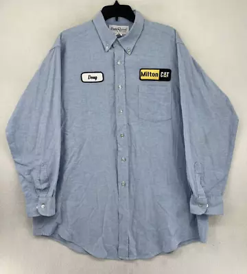 Vintage Mechanics Garage Partched Button-up Shirt - Size XL - Blue CAT DOUG • $20.99