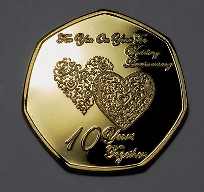 On Your 10th TIN WEDDING ANNIVERSARY 24ct Gold Commemorative. Gift/Present. 10 • £7.99