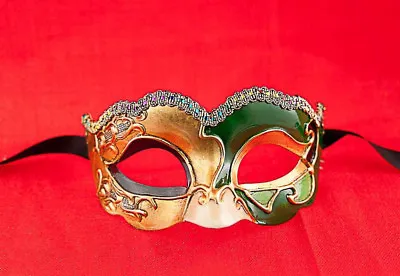 Mask From Venice Colombine Civet Nuvella Green And Golden For Fancy Dress 685 • $58.32