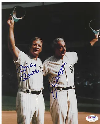 Mickey Mantle & Joe DiMaggio NY Yankees Autographed Baseball 8x10 Photo PSA COA • $723.99