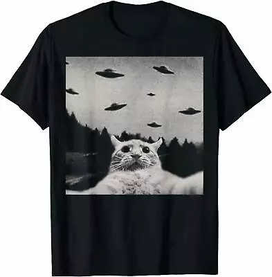Alien UFO Funny Cat Selfie T-Shirt New Shirt • $21.59