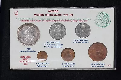 1963 1964 1965 Mexico Uncirculated Coin Type Set Cramer Gum Pack 4NME • $11