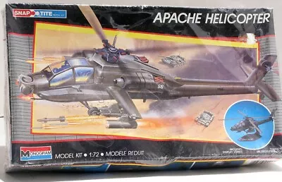 Monogram SnapTite Apache Helicopter Model Kit 1:72Scale Sealed New Skill Level 1 • $26.50