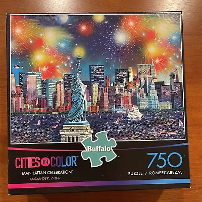 Buffalo “Cities In Color Manhattan Celebration” 750 Piece Jigsaw Puzzle Complete • $10.95
